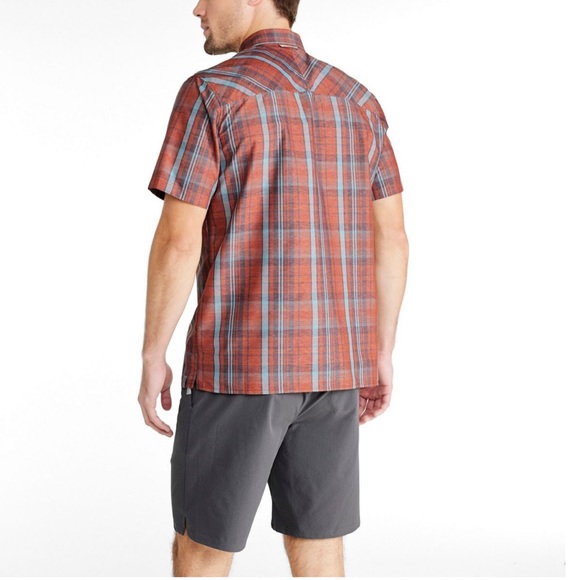 L.L. Bean SunSmart Cool Weave Short Sleeve Shirt in Russet Clay/Sea Green - Picture 5 of 11
